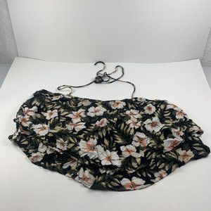 Volcom Coco Halter Cami Top Women Medium Black Combo Floral Viscose Pull-On 8363